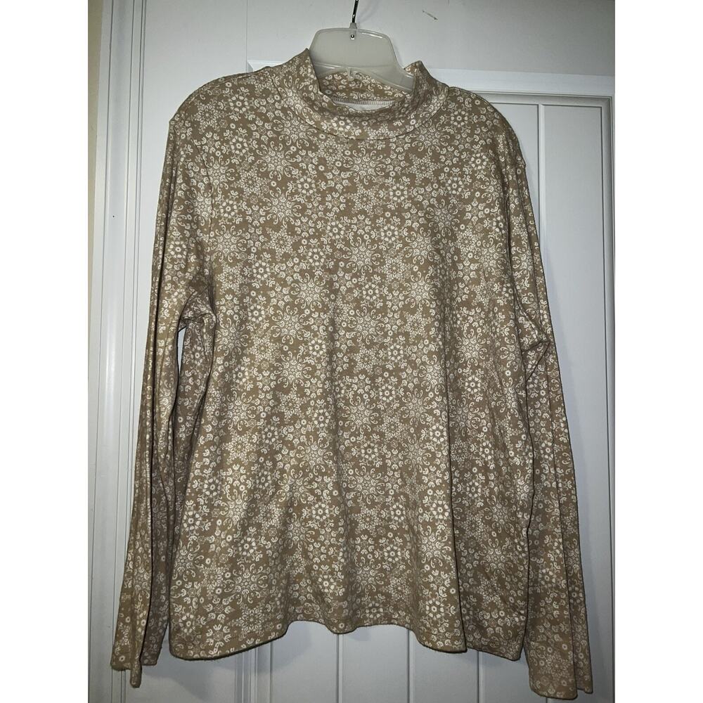 White stag cream and white high neck long sleeve paisley blouse western XXL (20)
